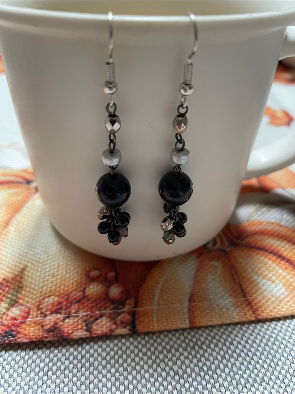 Lightweight Black Dangle Beaded Earrings